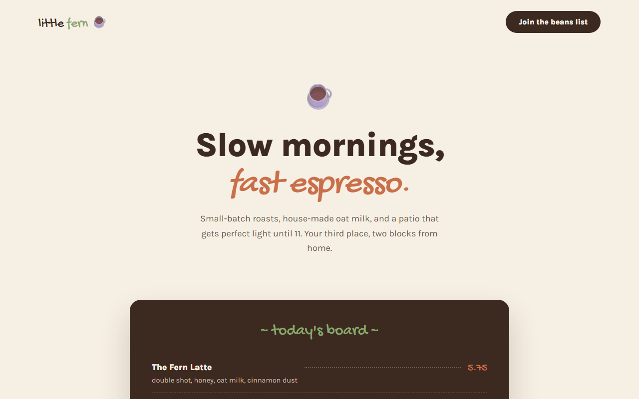 Little Fern Coffee design preview