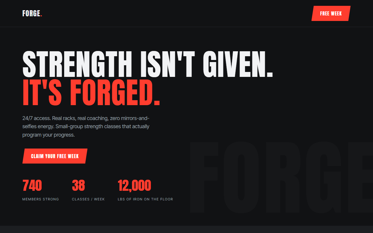 Forge Athletics design preview
