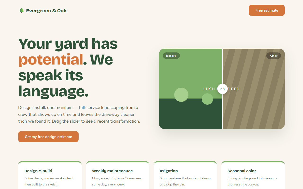 Evergreen & Oak design preview