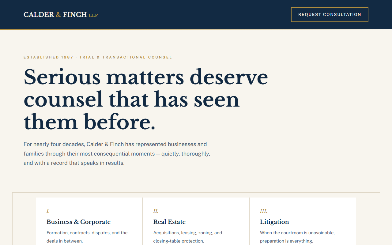 Calder & Finch LLP design preview