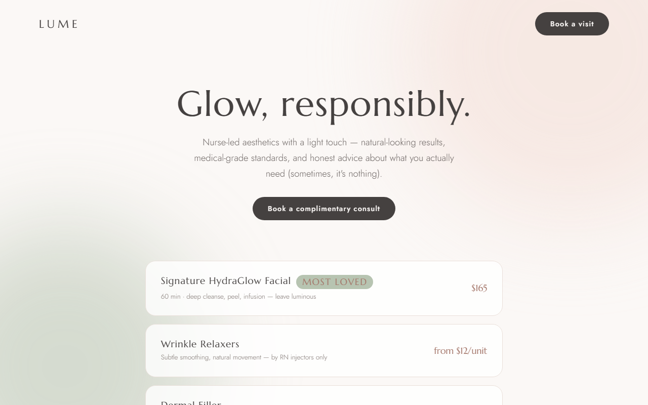 Lume Aesthetics design preview