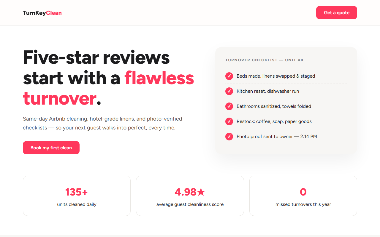 TurnKey Clean design preview